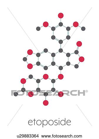 Picture - Etoposide chemotherapy drug, molecular model. Fotosearch
