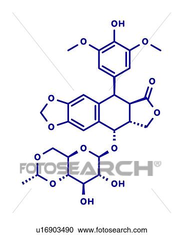 Stock Image - Etoposide chemotherapy drug, molecular model. Fotosearch
