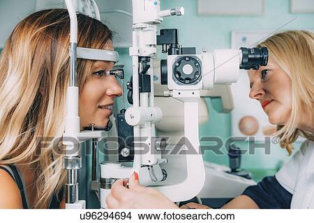 Picture - Eye pressure test. Fotosearch
