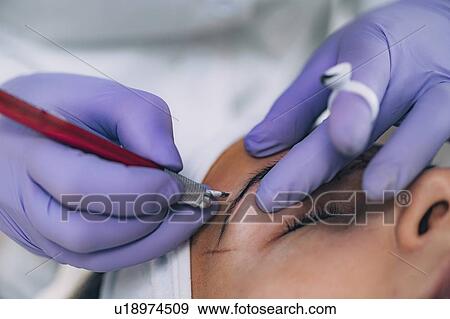 Stock Photo - Eyebrow microblading. Fotosearch