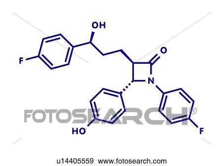 Stock Photo - Ezetimibe cholesterol-lowering drug, molecular model. Fotosearch
