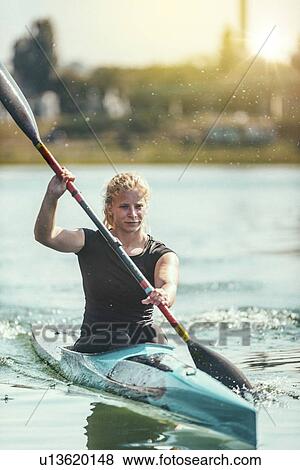 Female kayaker View Large Photo Image Stock Photo - Female kayaker. Fotosearch