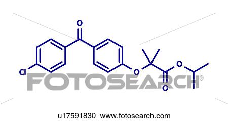 Stock Image - Fenofibrate cholesterol lowering drug, molecular model. Fotosearch