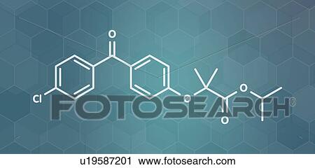 Stock Image - Fenofibrate cholesterol lowering drug, molecular model. Fotosearch