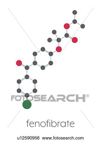Stock Photograph - Fenofibrate cholesterol lowering drug, molecular model. Fotosearch