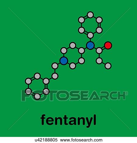 Stock Photography - Fentanyl opioid analgesic drug, molecular model. Fotosearch