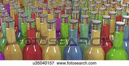 Filled glass bottles, illustration View Large Photo Image Stock Photo - Filled glass bottles, illustration. Fotosearch