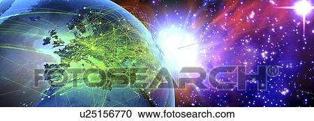 Stock Image - Flightpaths, illustration. Fotosearch