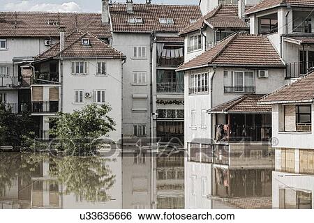 Flooded town View Large Photo Image Stock Photograph - Flooded town. Fotosearch