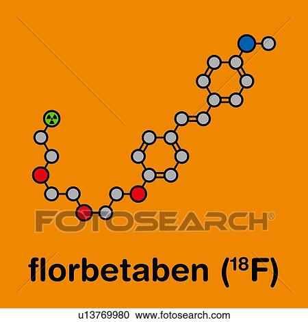 Stock Image - Florbetaben radiopharmaceutical, molecular model. Fotosearch