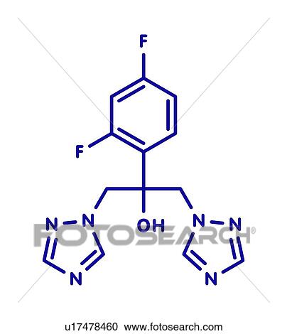 Stock Image - Fluconazole antifungal drug, molecular model. Fotosearch