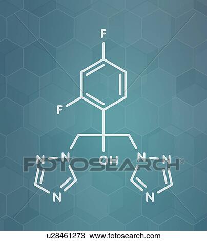 Stock Image - Fluconazole antifungal drug, molecular model. Fotosearch