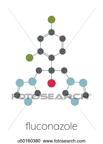Stock Image - Fluconazole antifungal drug, molecular model. Fotosearch
