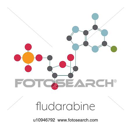 Stock Image - Fludarabine blood cancer drug, molecular model. Fotosearch