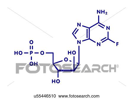 Stock Image - Fludarabine blood cancer drug, molecular model. Fotosearch