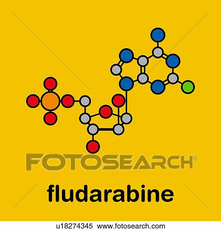 Stock Photography - Fludarabine blood cancer drug, molecular model. Fotosearch