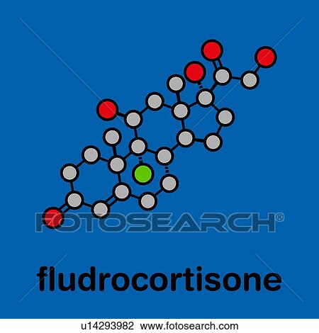 Stock Image - Fludrocortisone aldosterone hormone substitution molecule. Fotosearch