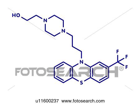Stock Photo - Fluphenazine antipsychotic drug, molecular model. Fotosearch