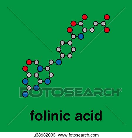 Stock Image - Folinic acid chemotherapy drug, molecular model. Fotosearch