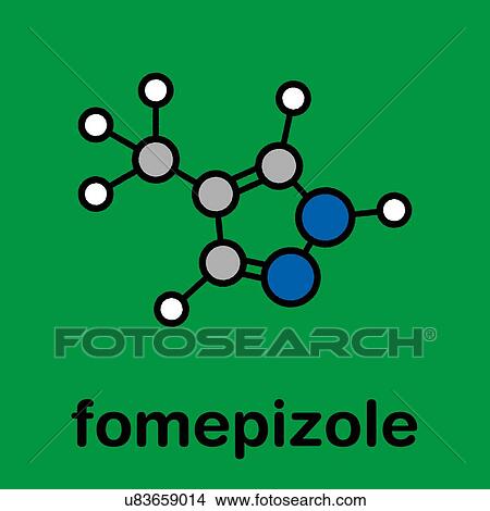 Picture - Fomepizole methanol poisoning antidote, molecular model. Fotosearch
