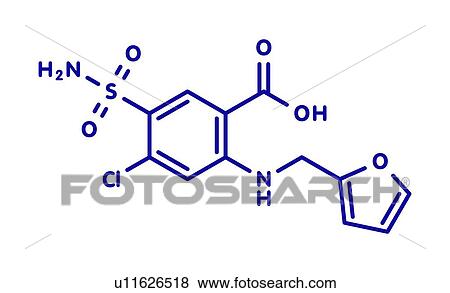 Stock Photo - Furosemide diuretic drug, molecular model. Fotosearch