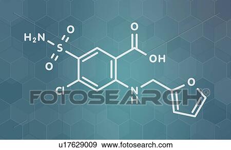 Stock Photo - Furosemide diuretic drug, molecular model. Fotosearch