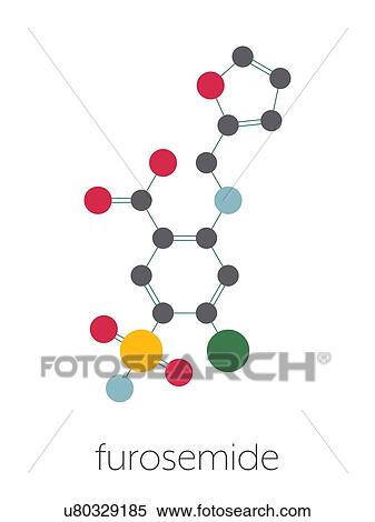 Stock Photography - Furosemide diuretic drug, molecular model. Fotosearch