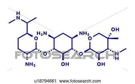 Stock Image - Gentamicin antibiotic drug, molecular model. Fotosearch