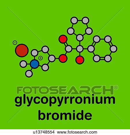 Picture - Glycopyrronium bromide COPD drug, molecular model. Fotosearch