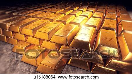 Picture - Gold bars, illustration. Fotosearch