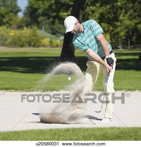 Golfer in sand trap View Large Photo Image Stock Image - Golfer in sand trap. Fotosearch