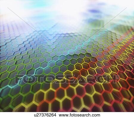 Picture - Graphene sheet, computer illustration.. Fotosearch