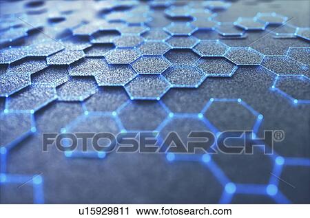 Stock Image - Graphene sheet, conceptual computer illustration.. Fotosearch
