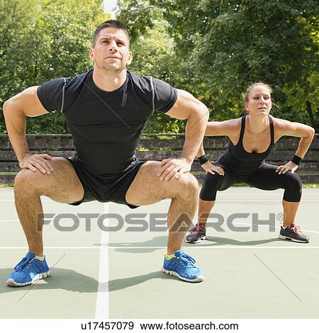 Group exercise class outdoors View Large Photo Image Stock Photo - Group exercise class outdoors. Fotosearch