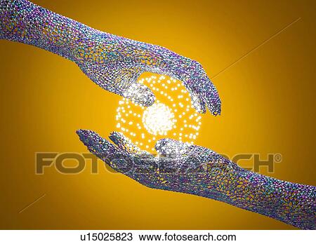 Stock Image - Hands holding sphere, illustration.. Fotosearch