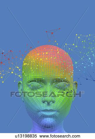 Stock Photography - Head with connecting lines, illustration. Fotosearch