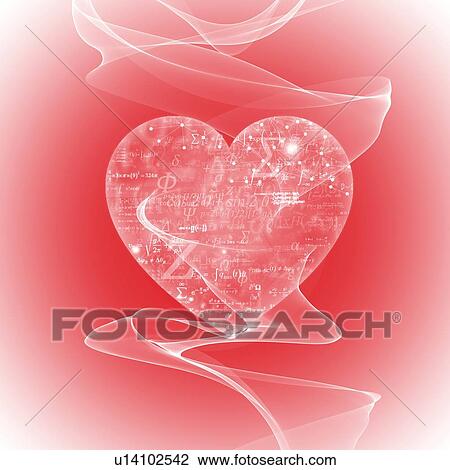 Stock Image - Heart shape with formulae, illustration.. Fotosearch