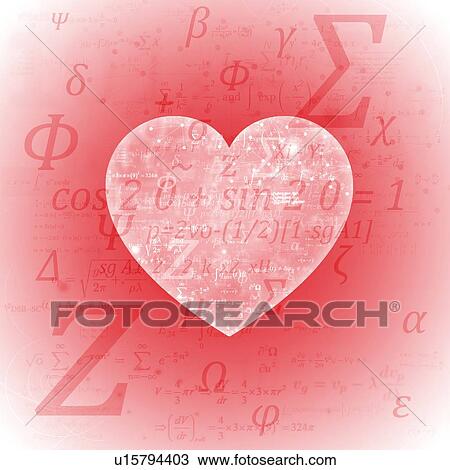 Stock Image - Heart shape with formulae, illustration.. Fotosearch