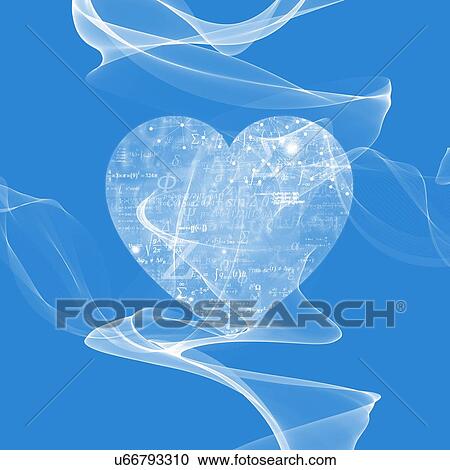 Stock Image - Heart shape with formulae, illustration.. Fotosearch