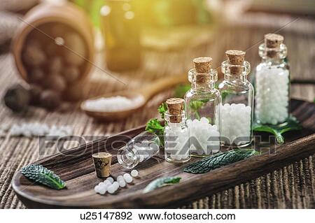 Stock Image - Homeopathic remedies. Fotosearch