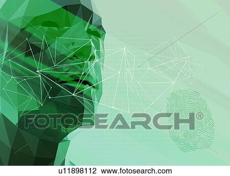 Stock Image - Human head and network, illustration. Fotosearch