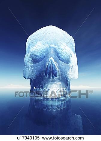 Stock Photography - Human skull made from ice, illustration.. Fotosearch
