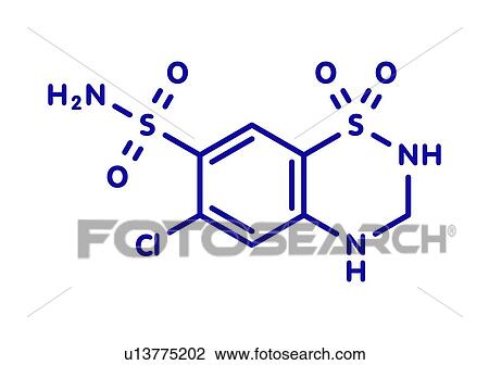 Stock Image - Hydrochlorothiazide diuretic drug, molecular model. Fotosearch