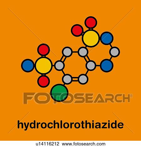 Stock Image - Hydrochlorothiazide diuretic drug, molecular model. Fotosearch