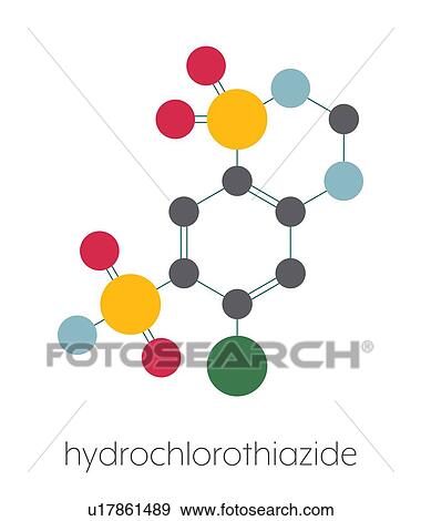 Stock Photo - Hydrochlorothiazide diuretic drug, molecular model. Fotosearch