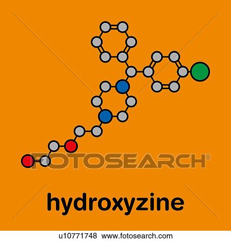 Stock Photo - Hydroxyzine antihistamine drug, molecular model. Fotosearch