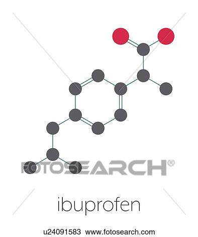 Stock Image - Ibuprofen pain and inflammation drug, molecular model. Fotosearch