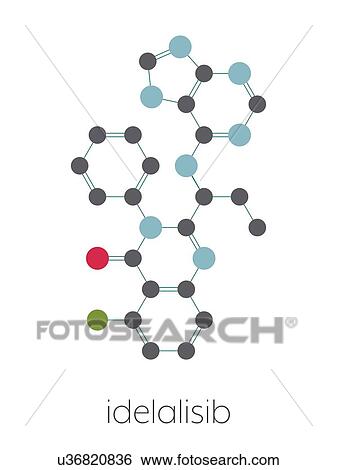 Stock Photograph - Idelalisib leukemia drug, molecular model. Fotosearch
