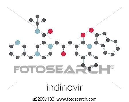 Stock Image - Indinavir HIV drug, molecular model. Fotosearch