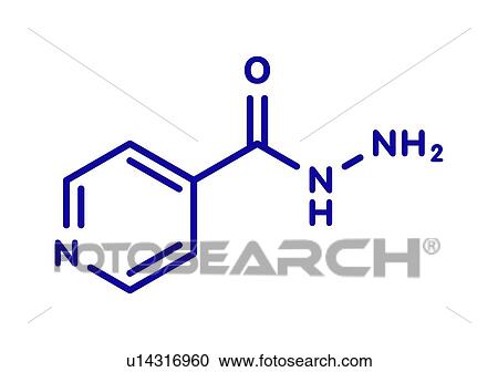 Stock Image - Isoniazid tuberculosis antibiotic drug, molecular model. Fotosearch